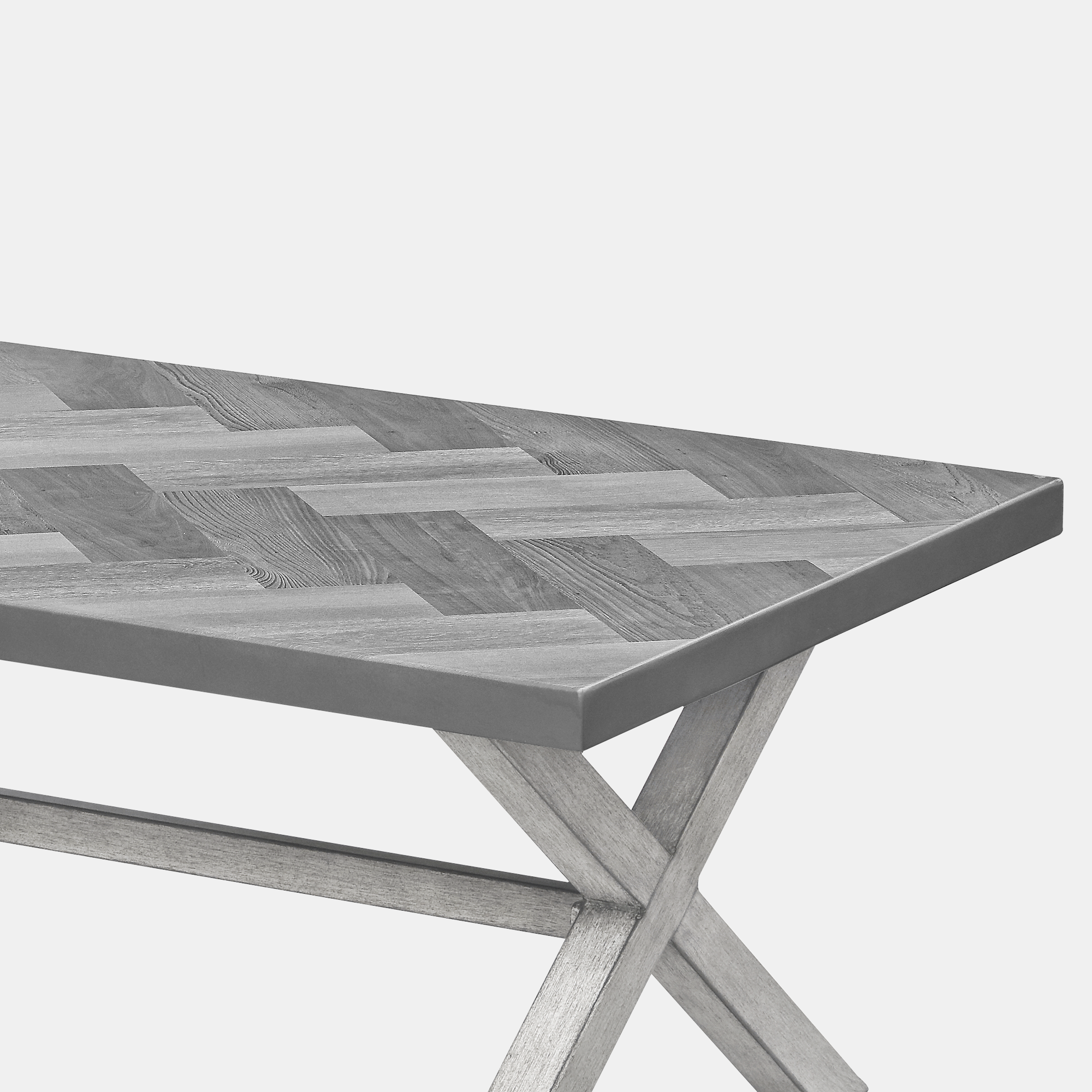 All-Weather Rectangle Aluminum Outdoor Coffee Table with Resin Tabletop - D013