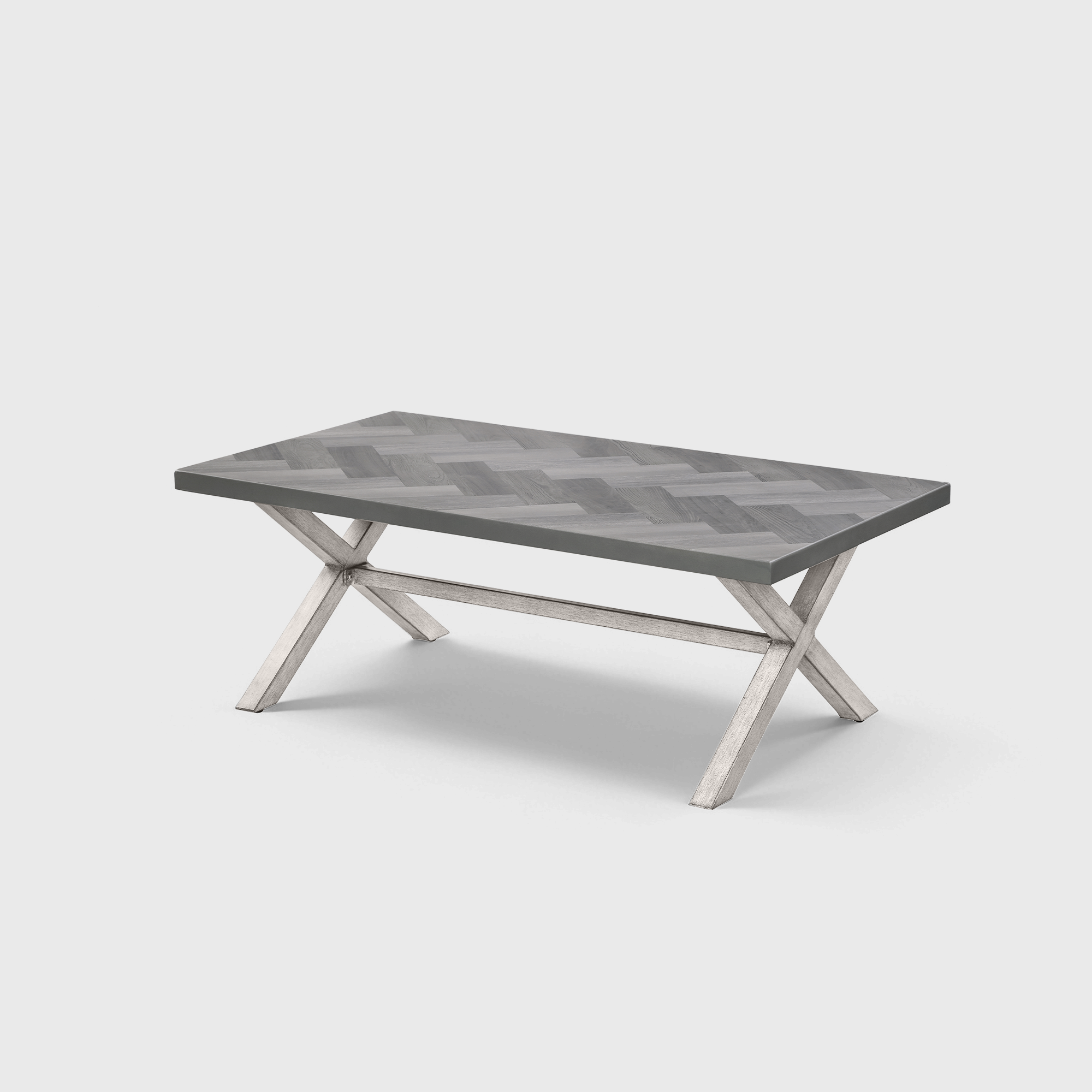 All-Weather Rectangle Aluminum Outdoor Coffee Table with Resin Tabletop - D013