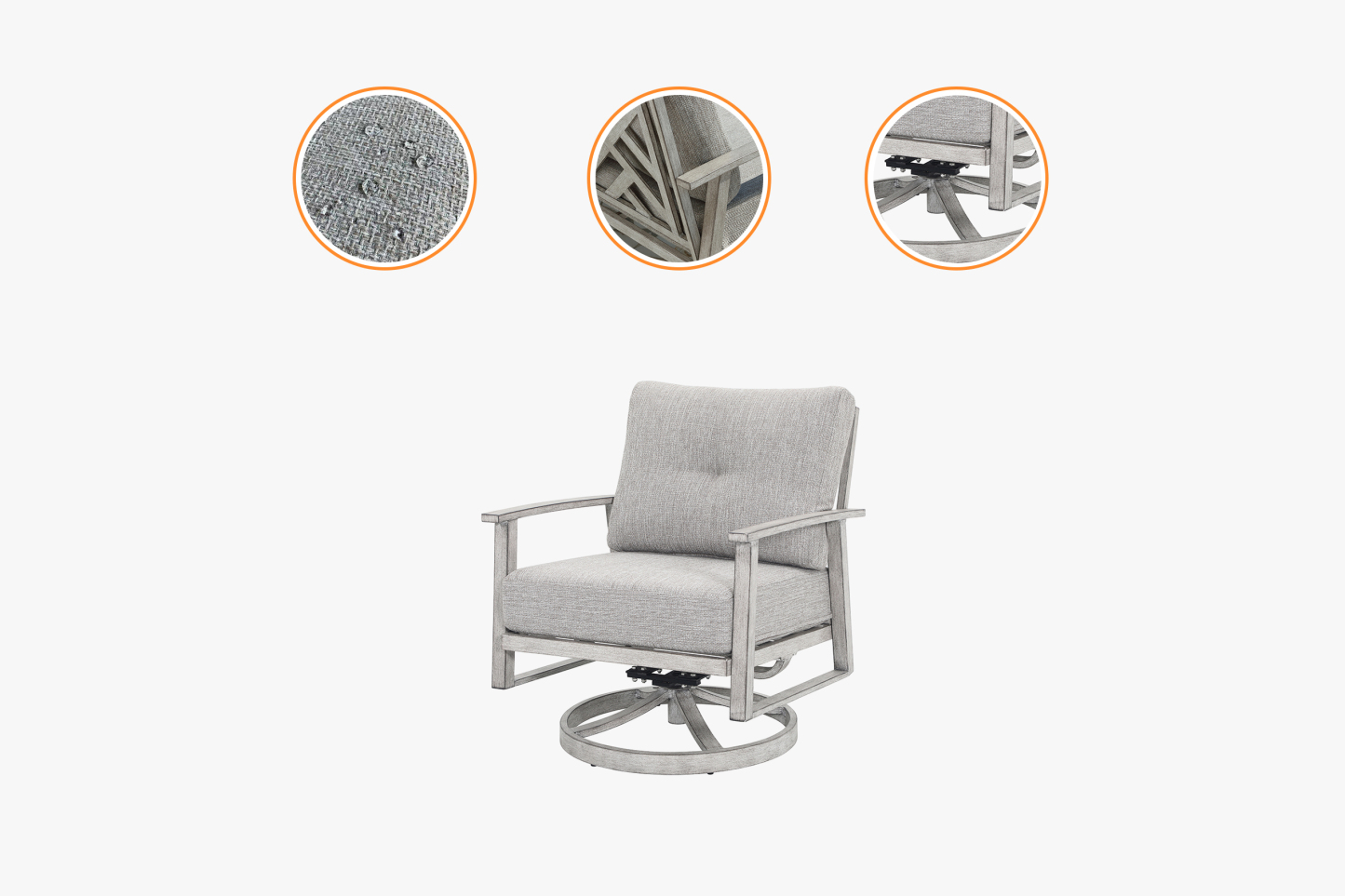 2PCS | Aluminum Patio Swivel Sofa With Armrest