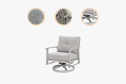 2PCS | Aluminum Patio Swivel Sofa With Armrest
