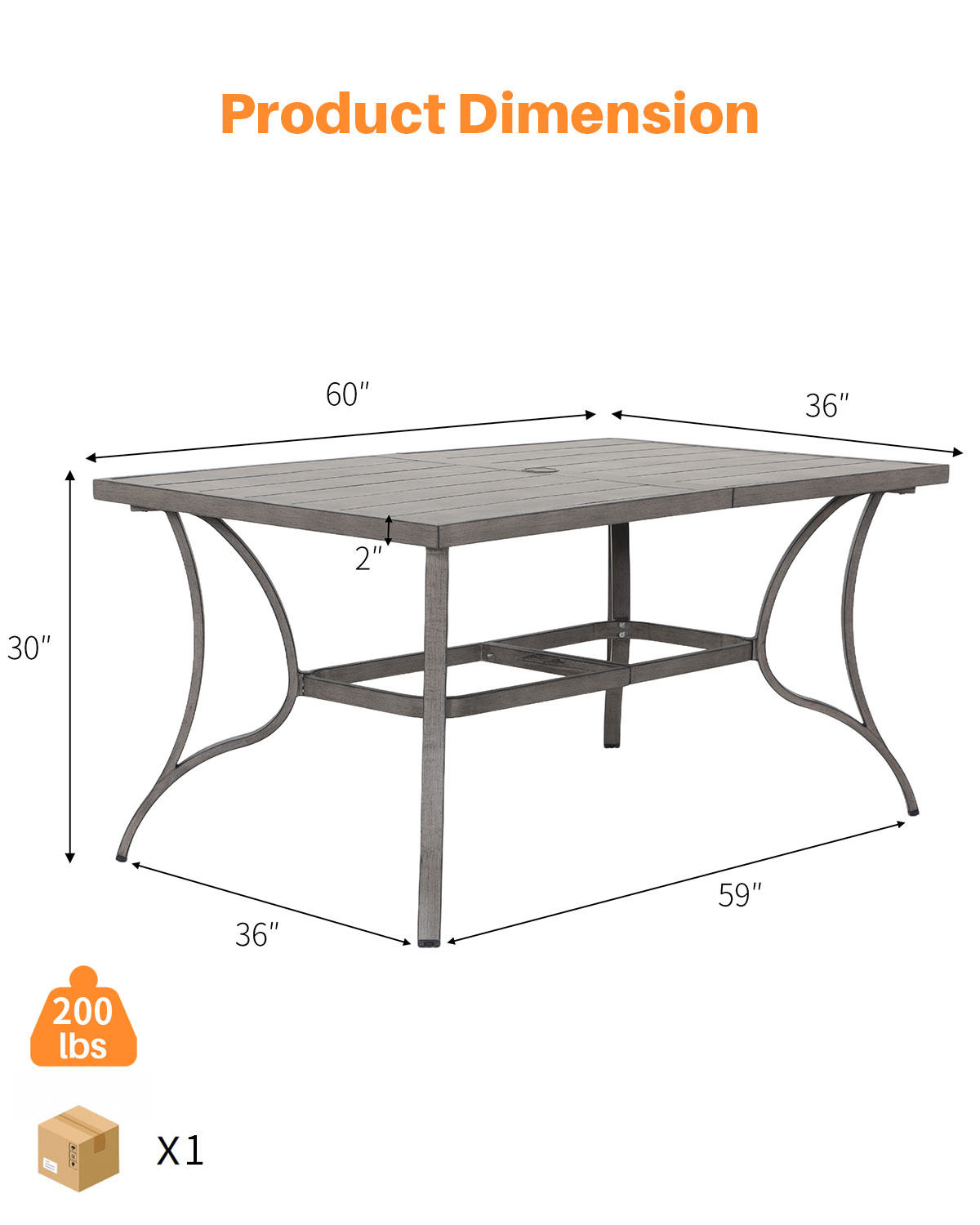 Aluminum Outdoor Patio Dining Table - D103