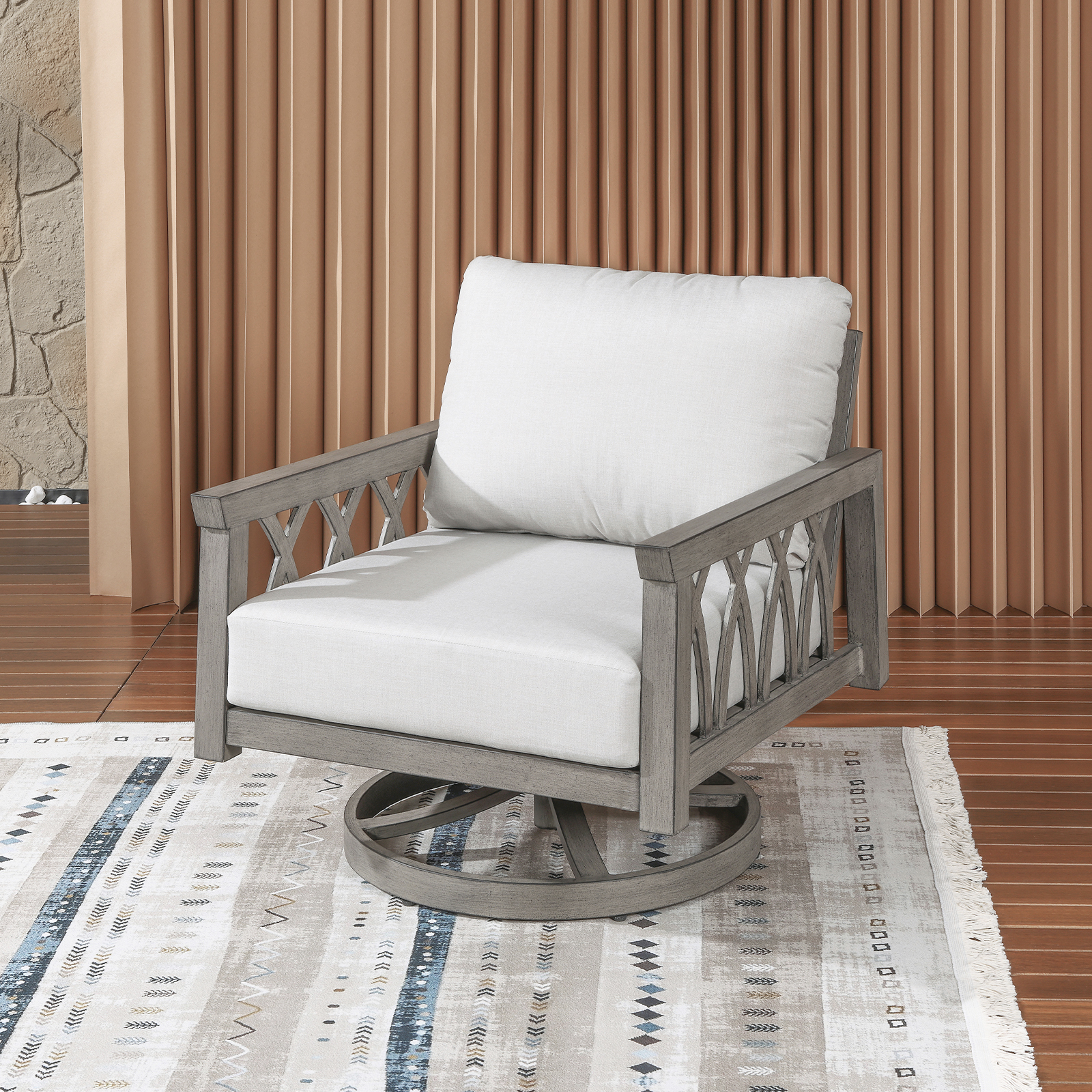 Aluminum Swivel Patio Sofa Chair - C088