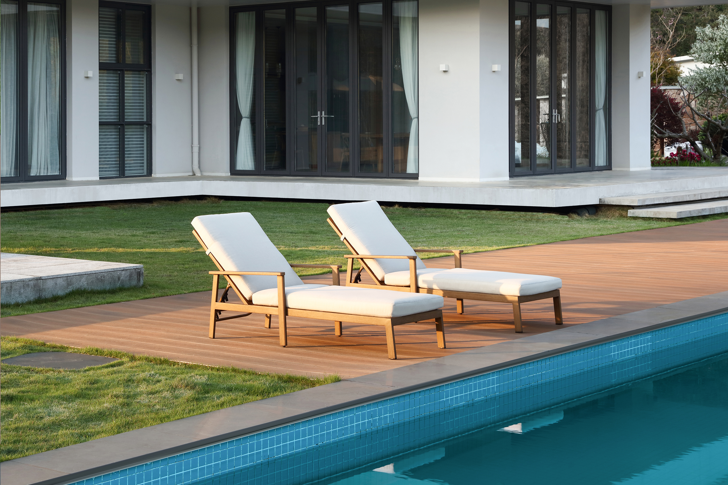 2PCS | Aluminum Poolside Adjustable Chaise Lounge