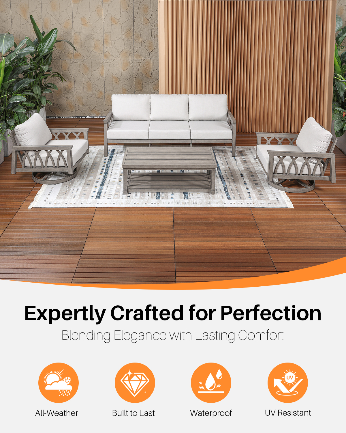 4-Piece Aluminum Outdoor Patio Conversation Set - DS096