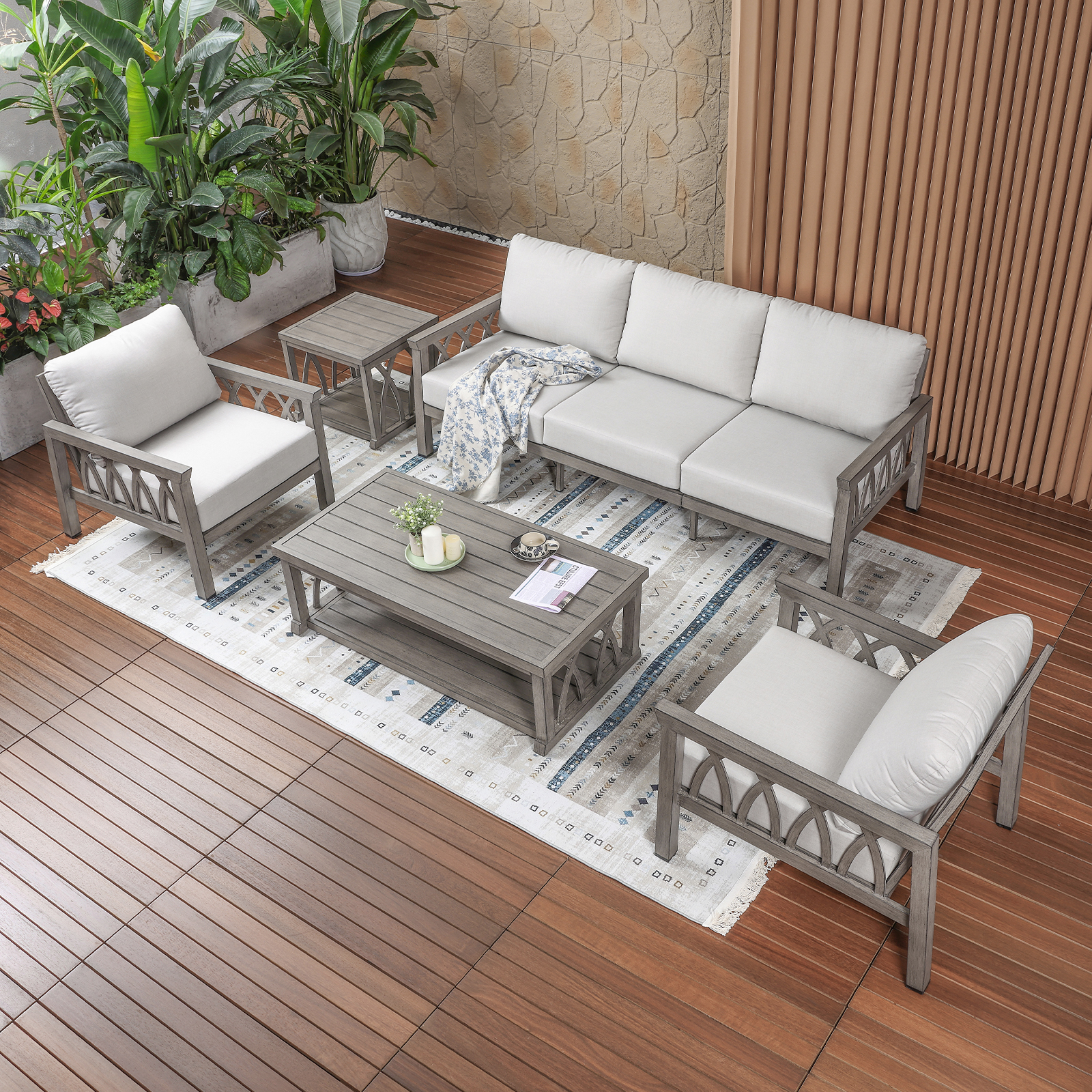 5-Piece Aluminum Outdoor Patio Conversation Set - DS09