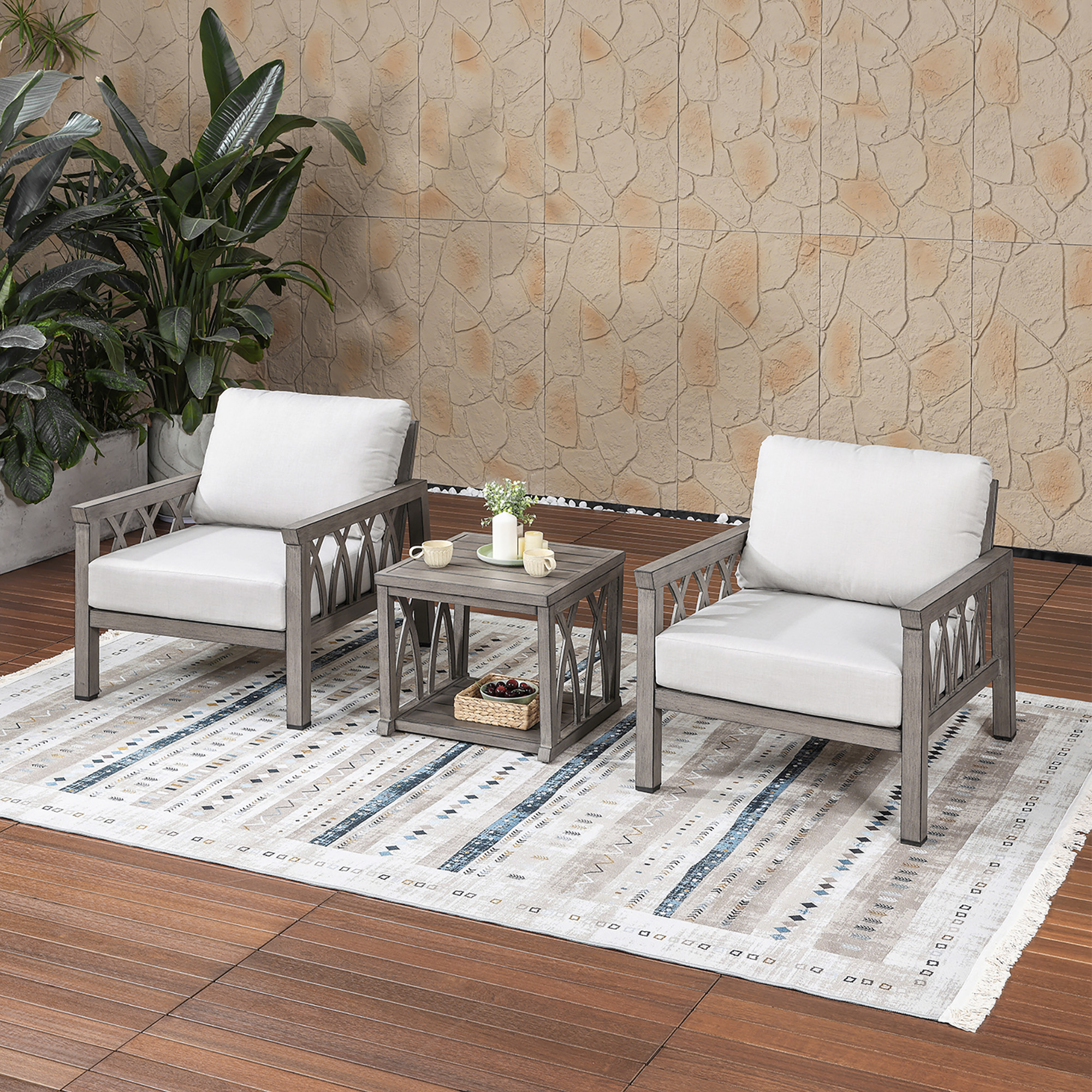 3-Piece Aluminum Outdoor Patio Conversation Set - DS100