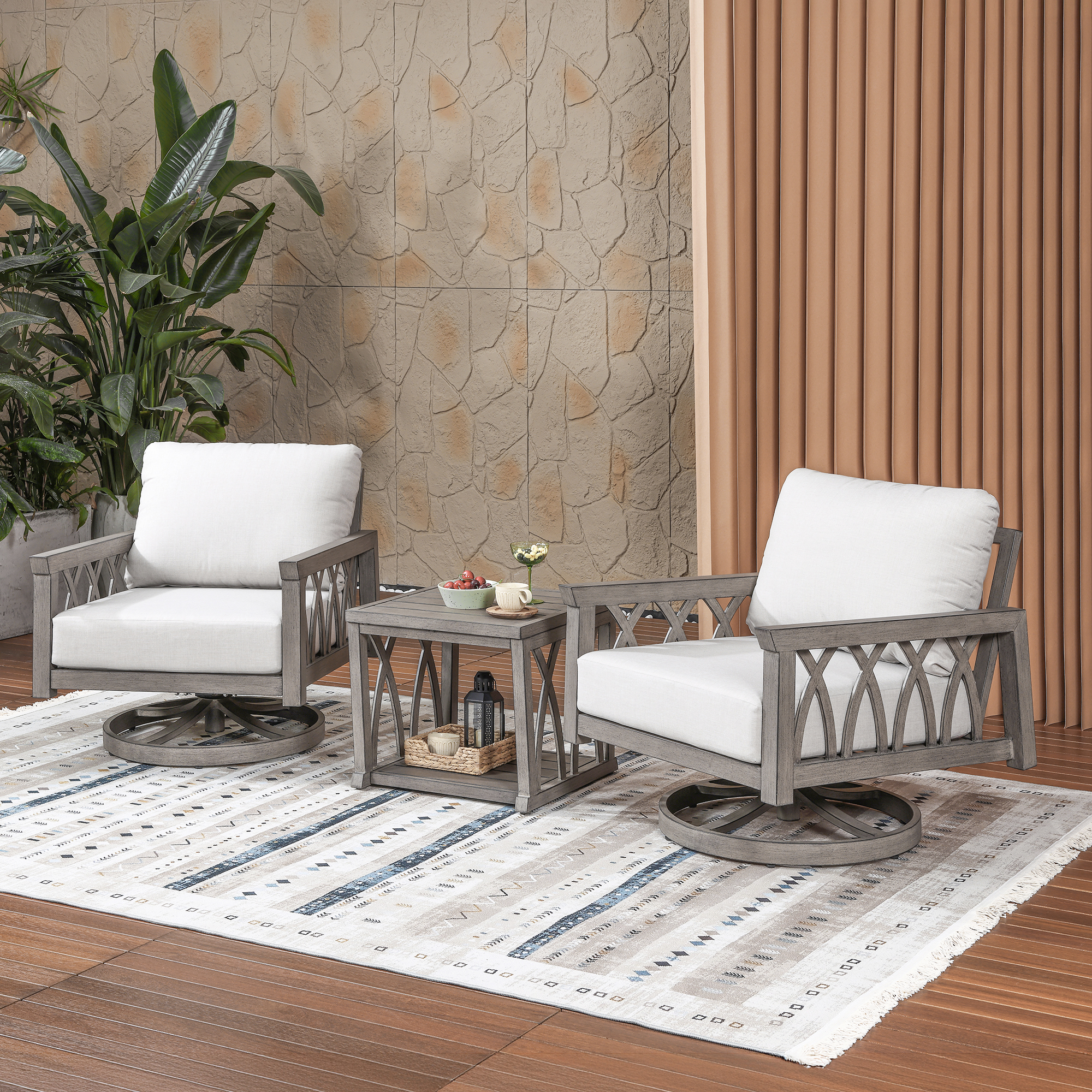 3-Piece Aluminum Outdoor Patio Conversation Set - DS100