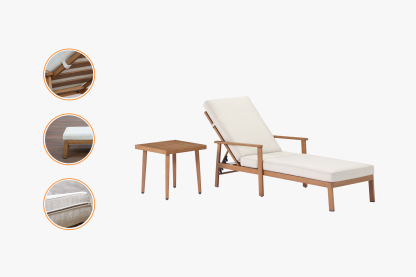 Aluminum Outdoor Sun Lounge Set With Side Table