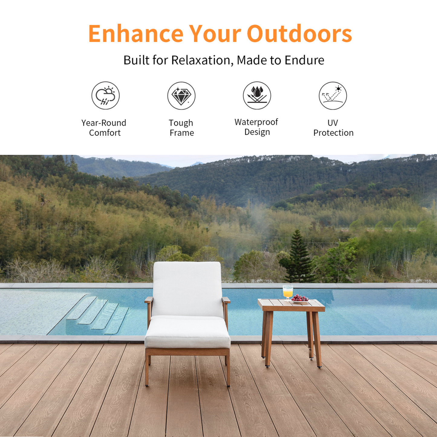 Outdoor patio chair with waterproof cushion - Seehill