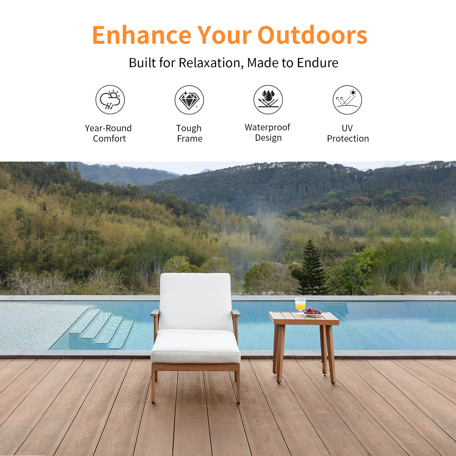 Outdoor patio chair with waterproof cushion - Seehill