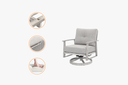 2PCS | Aluminum Patio Swivel Sofa With Armrest