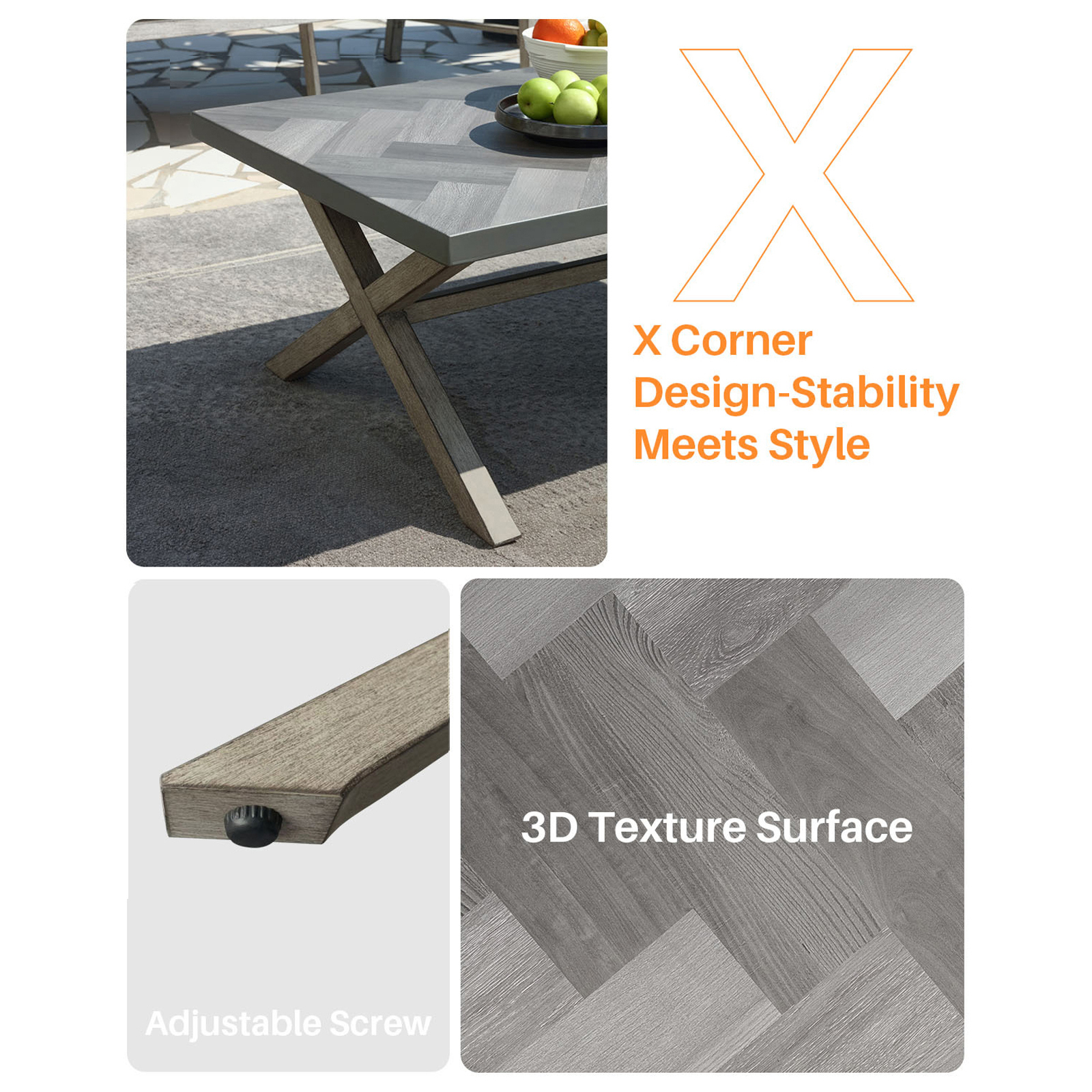 4-piece Modern Outdoor Patio Furniture Set with Swivel Chairs - SS016-1