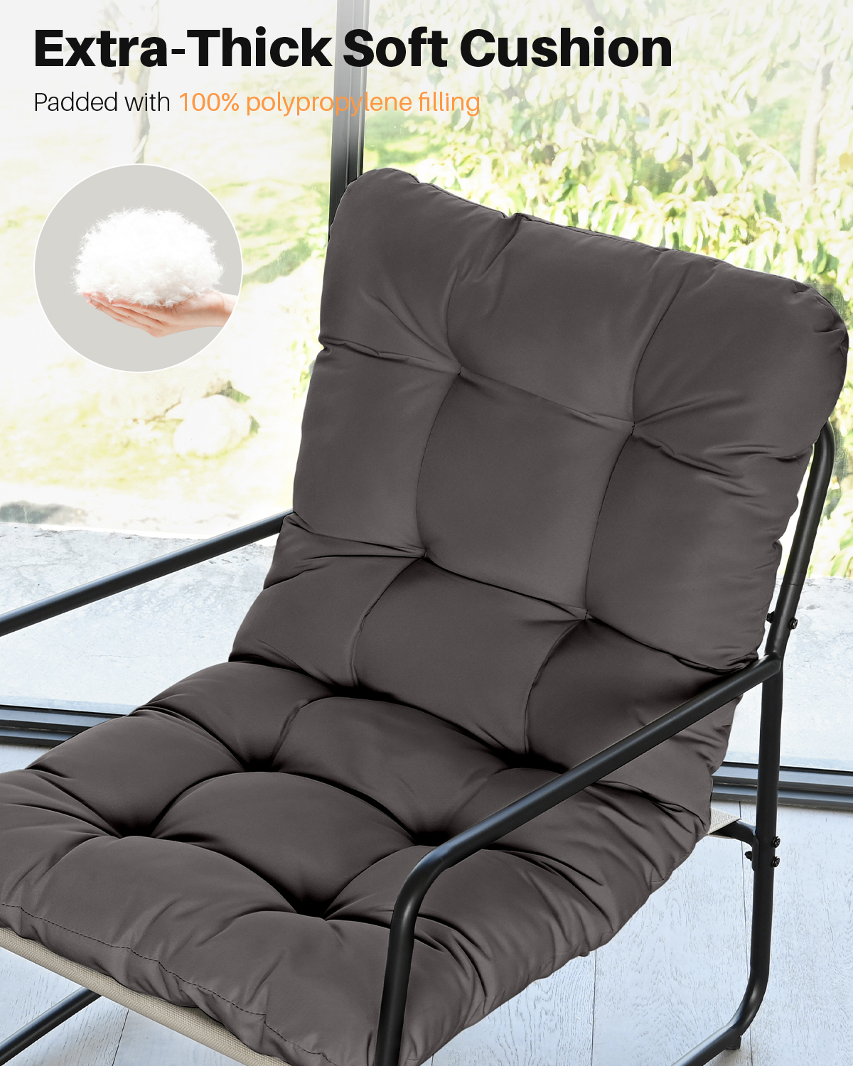 3-Piece Metal Comfy Modern Patio Rocking Chair Set with Ottoman & Side Table- C033-2