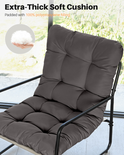 3-Piece Metal Comfy Modern Patio Rocking Chair Set with Ottoman & Side Table- C033-2