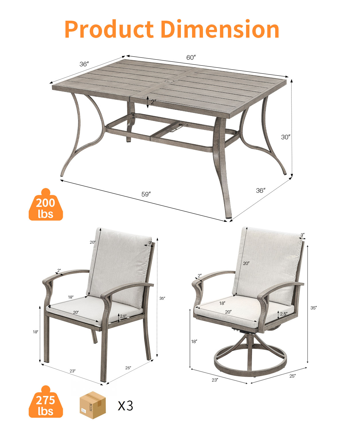 7-Piece Aluminum Outdoor Patio Dining Set - DS104