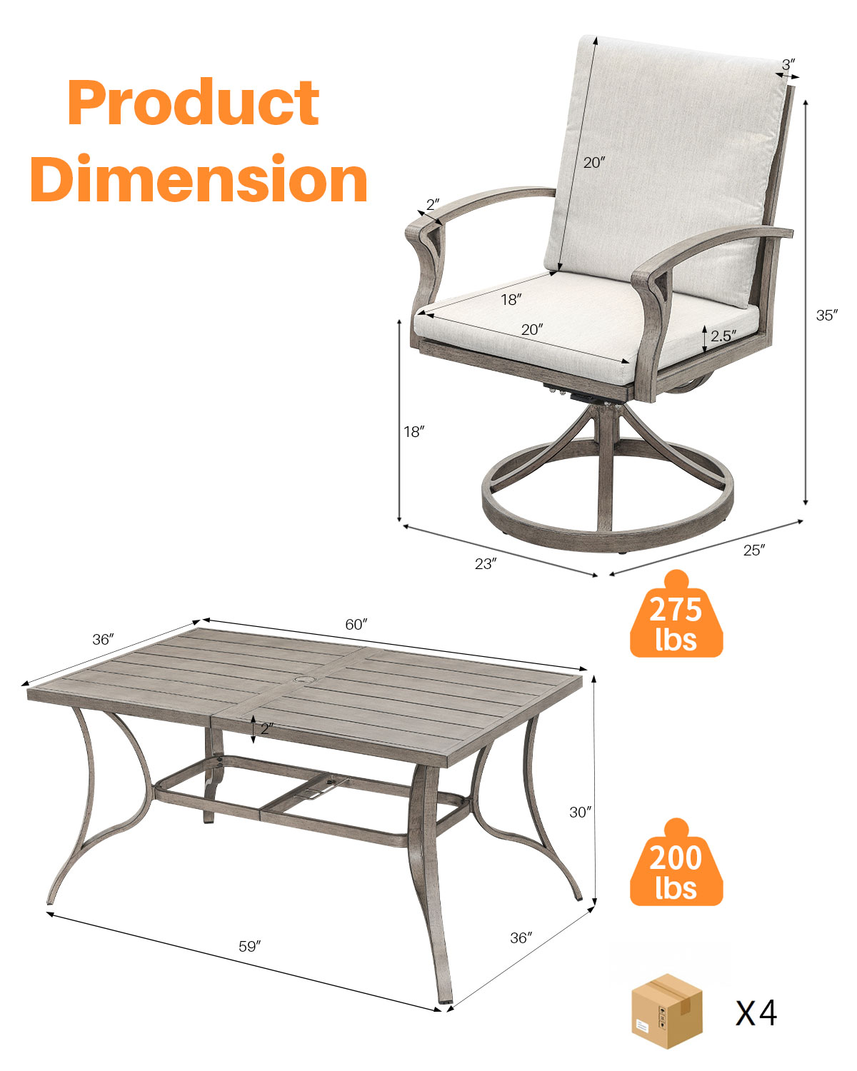 7-Piece Aluminum Outdoor Patio Dining Set - DS104