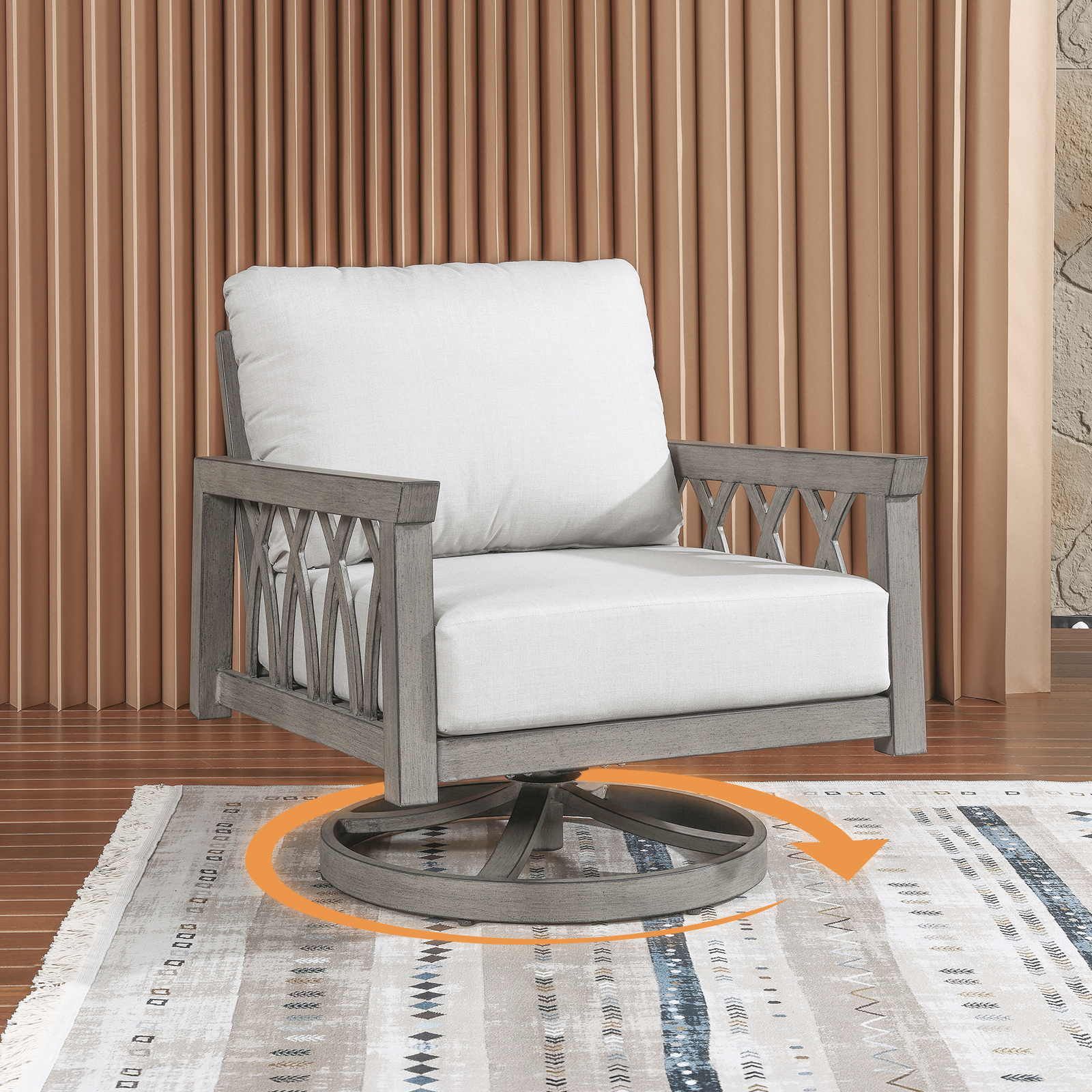 Aluminum Swivel Patio Sofa Chair - C088