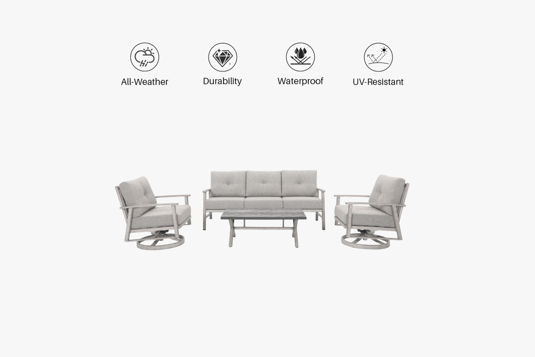 TEMPRIS 4 Piece Outdoor Sofa Group With Swivel Sofa