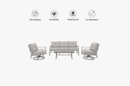 TEMPRIS 4 Piece Outdoor Sofa Group With Swivel Sofa