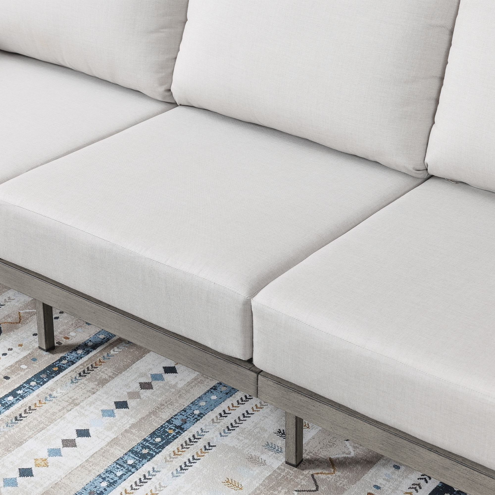 Aluminum Outdoor 3-Person Patio Sofa - C090