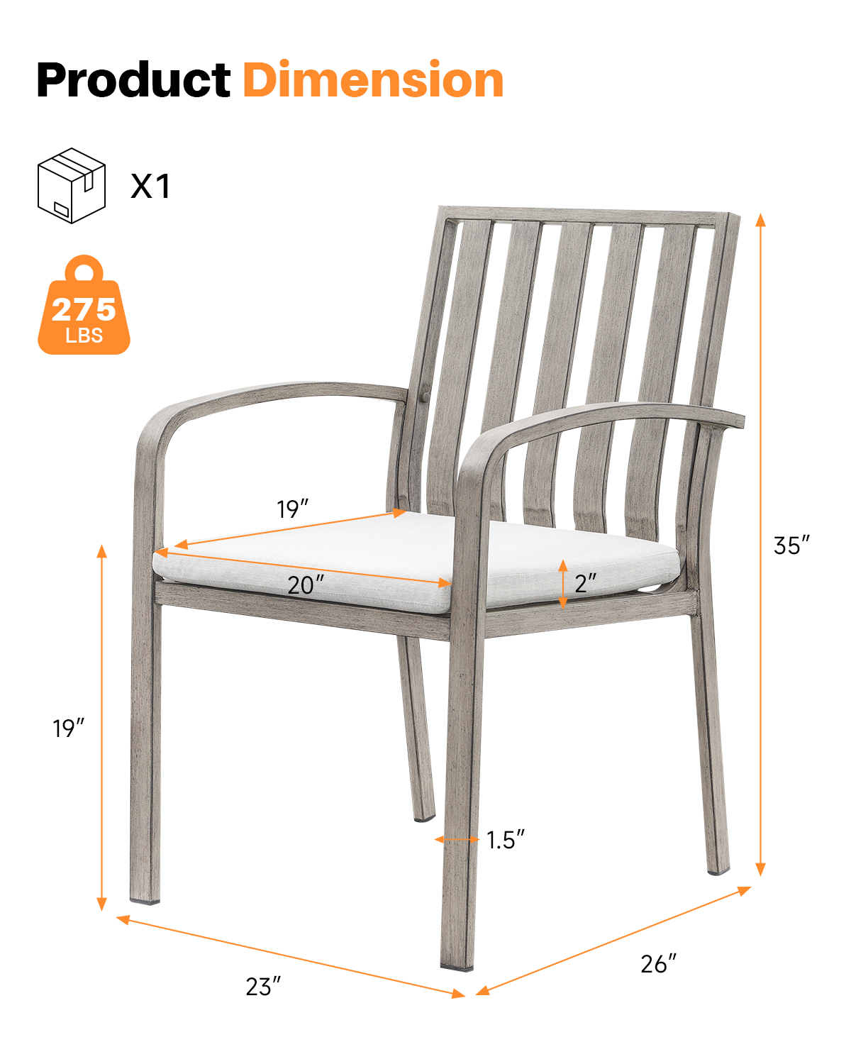 2-Piece Patio Outdoor Dining Chairs Set  for Deck, Balcony, Garden - C106