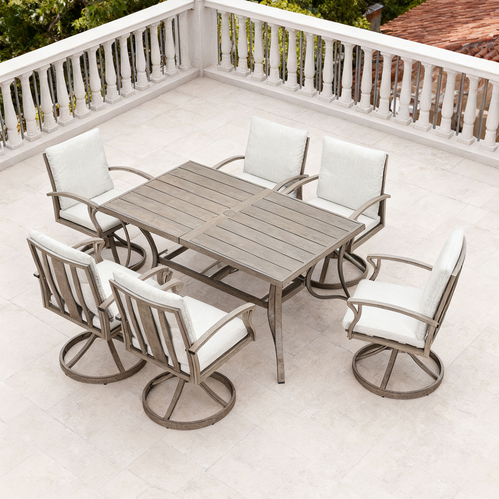 Aluminum Outdoor Patio 6-Person Dining Table - D103