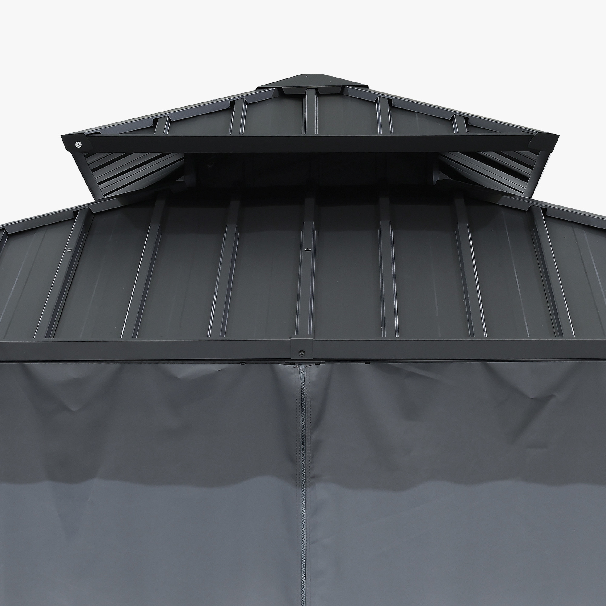 12' x 20' Outdoor Patio Hardtop Gazebo with Netting and Curtains - G030-5