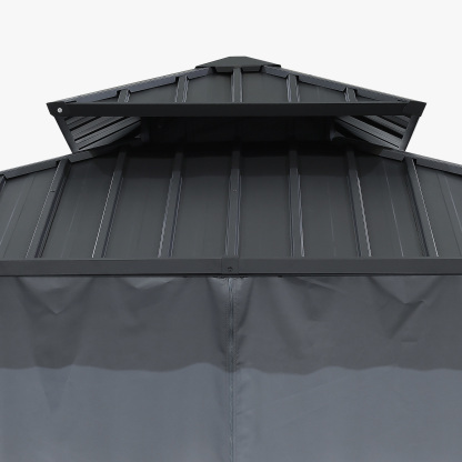 12' x 20' Outdoor Patio Hardtop Gazebo with Netting and Curtains - G030-5