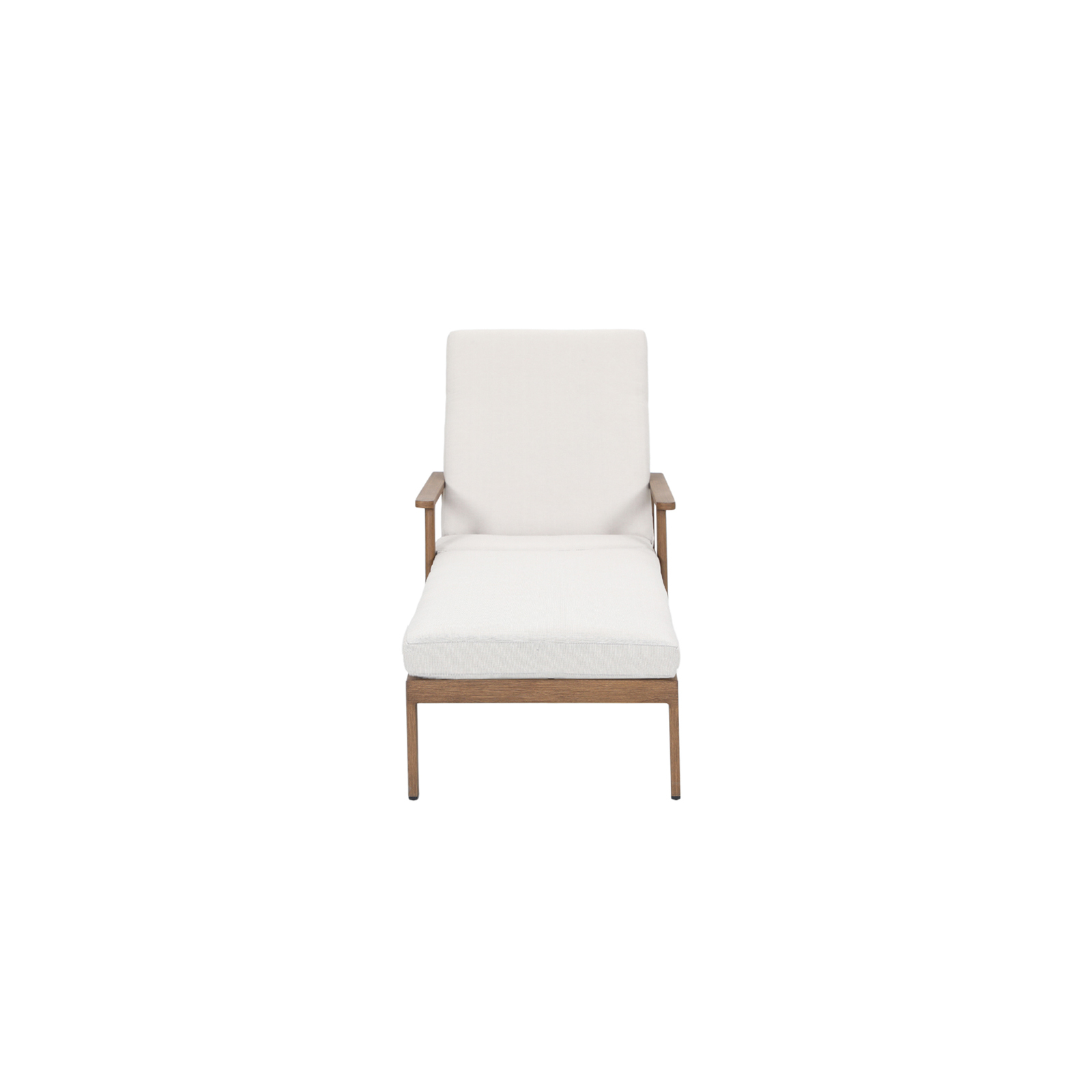 Modern teak armchair with cream linen cushions - Seehill