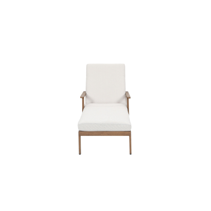 Modern teak armchair with cream linen cushions - Seehill