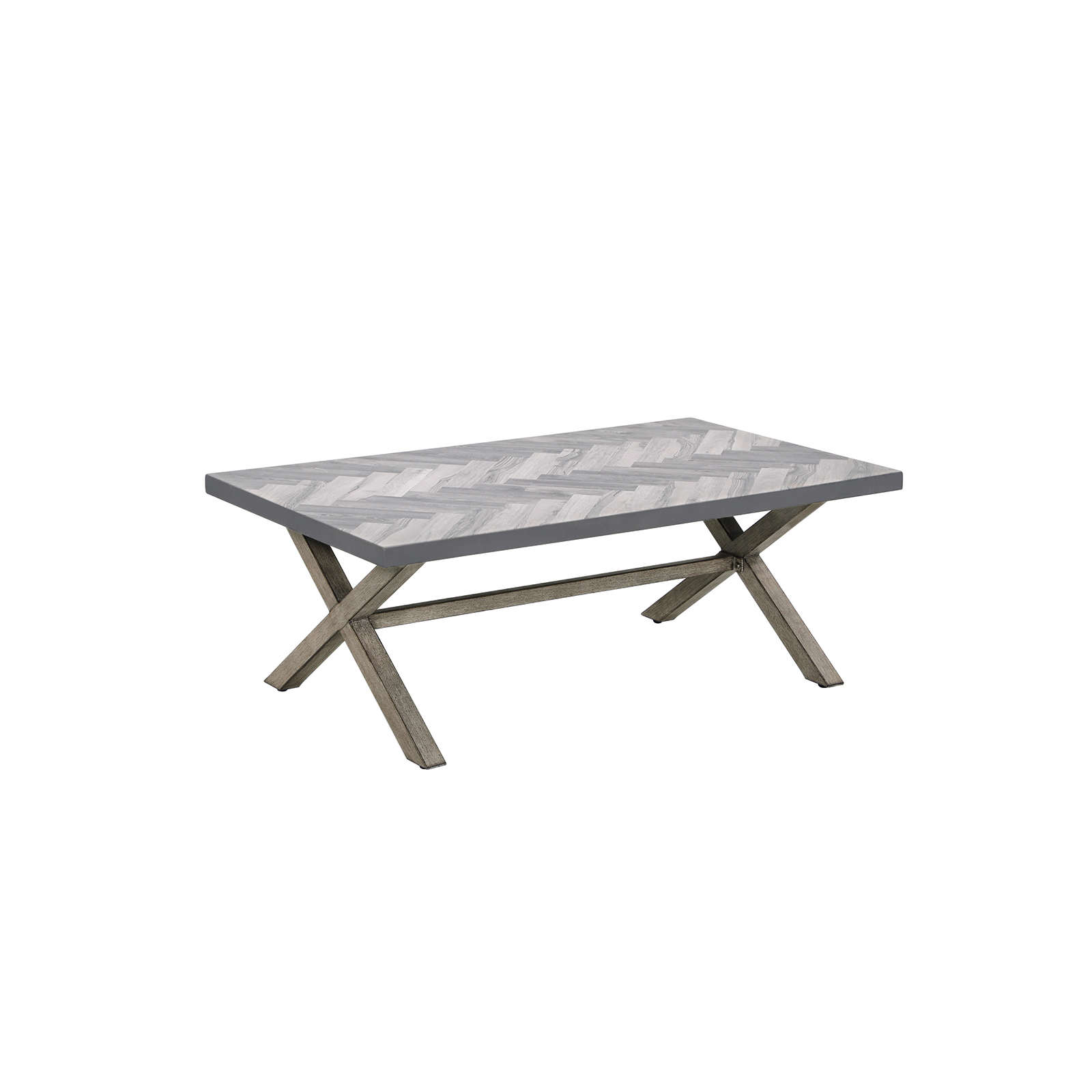 All-Weather Rectangle Aluminum Outdoor Coffee Table with Resin Tabletop - D013