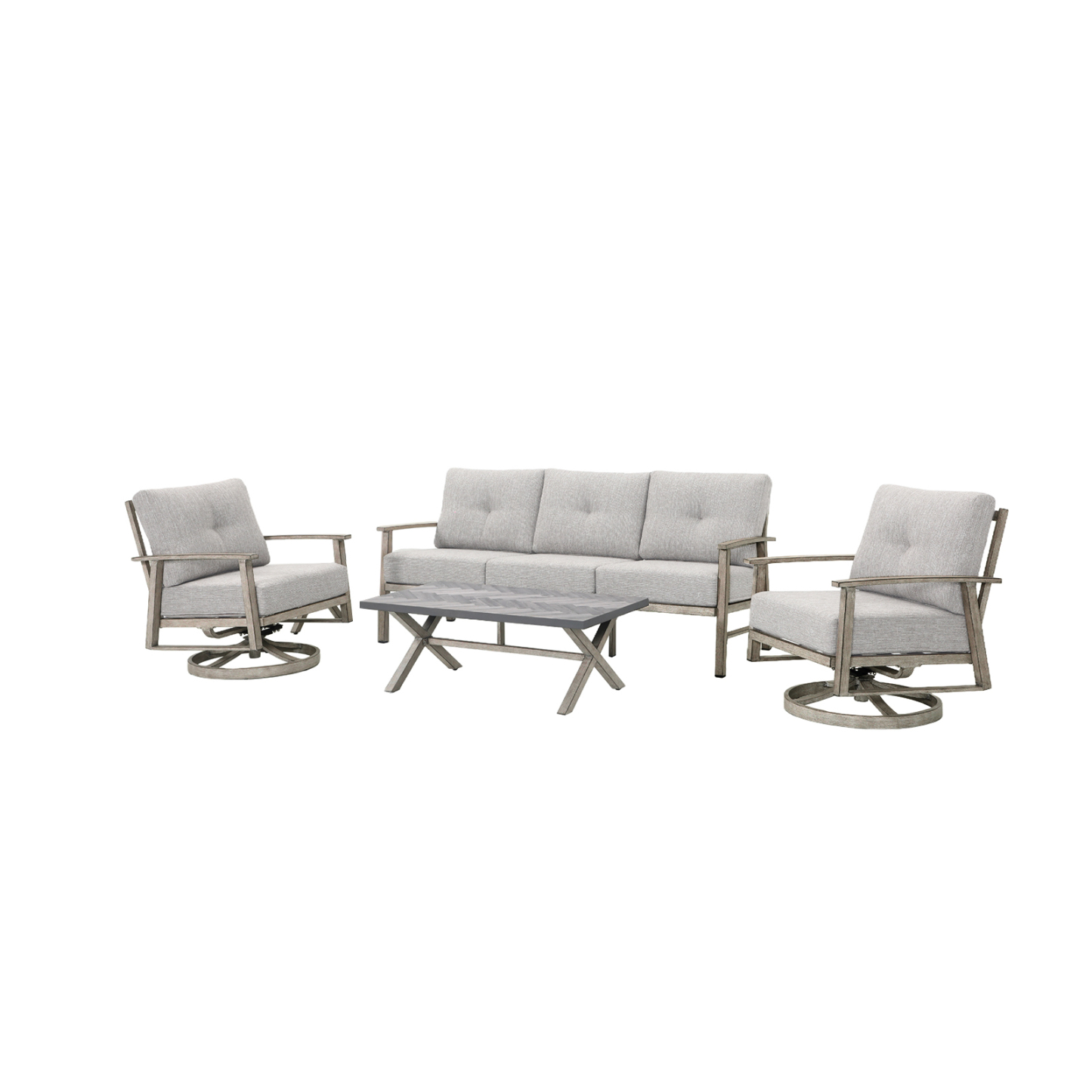 4-piece Modern Outdoor Patio Furniture Set with Swivel Chairs - SS016-1