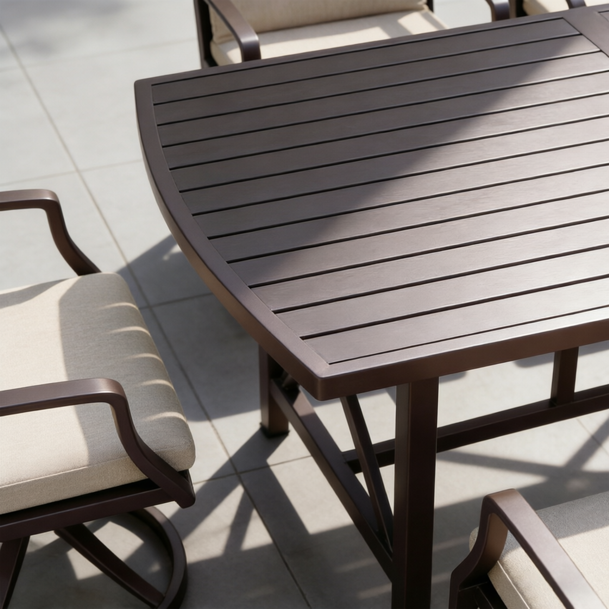7/9-piece Patio Outdoor Dining Set with Umbrella Hole with 2 Swivel Rocker Chairs - SS028-2