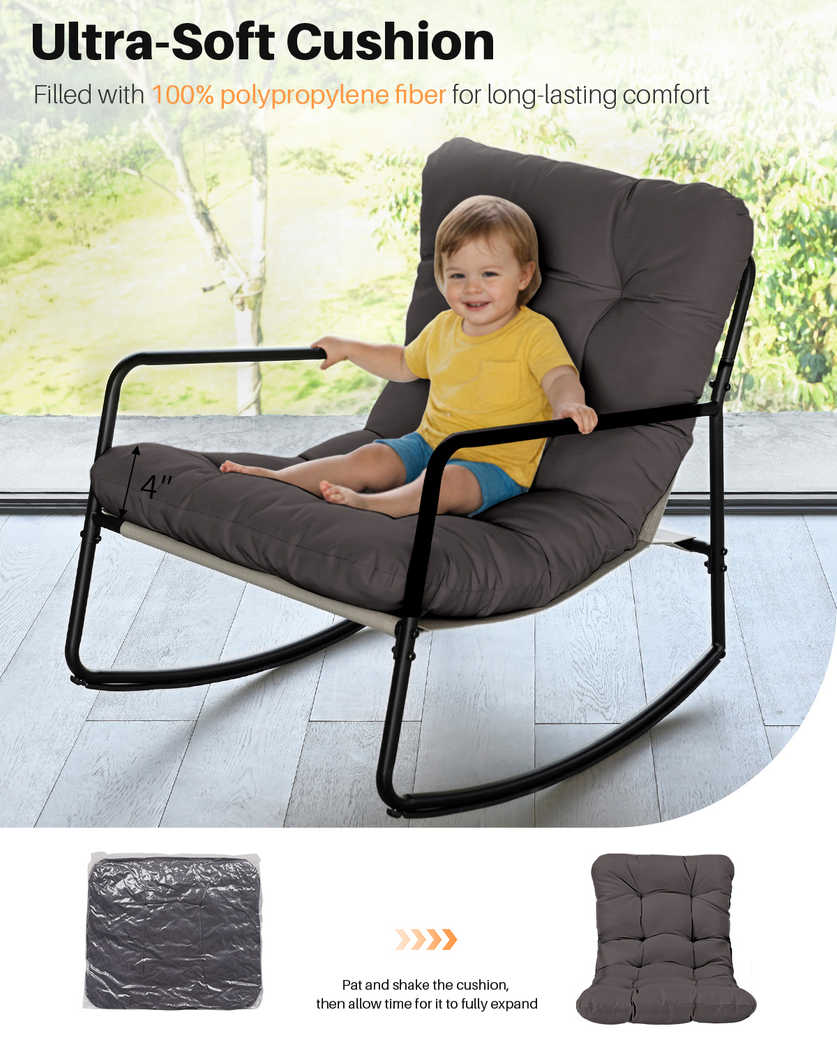 Metal Comfy Modern Patio Rocking Chair - C032-1