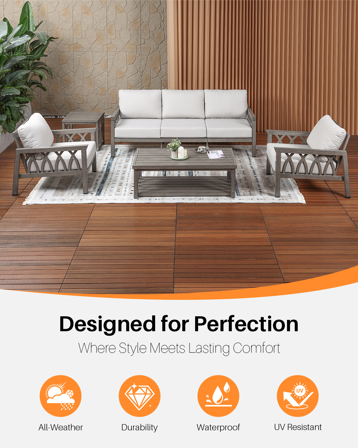 5-Piece Aluminum Outdoor Patio Conversation Set - DS09