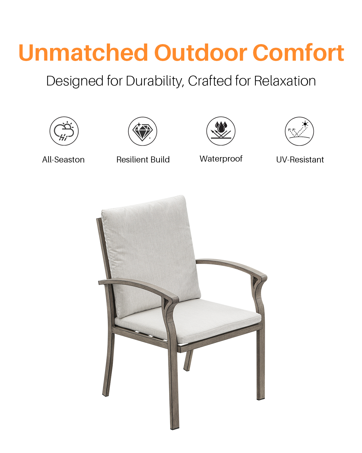 Aluminum Outdoor Patio Set of 2 Fixed Patio Armchairs - C101