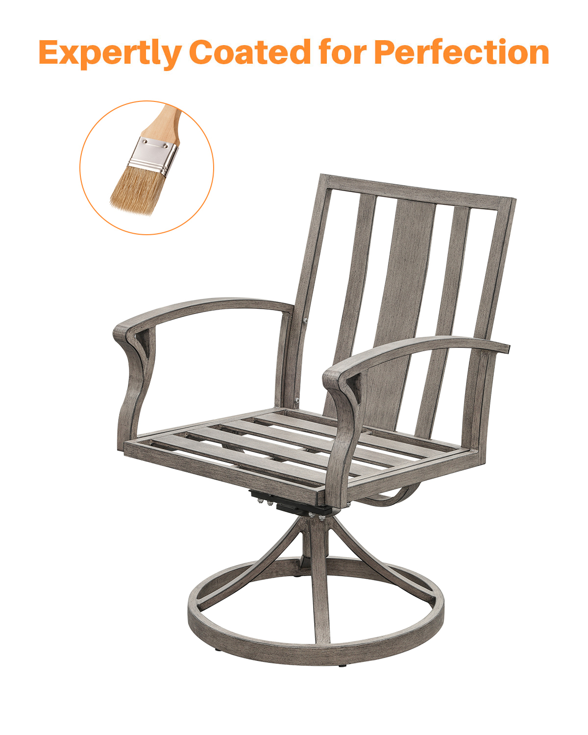 Modern Aluminum Outdoor Set of 2 Swivel Patio Chairs