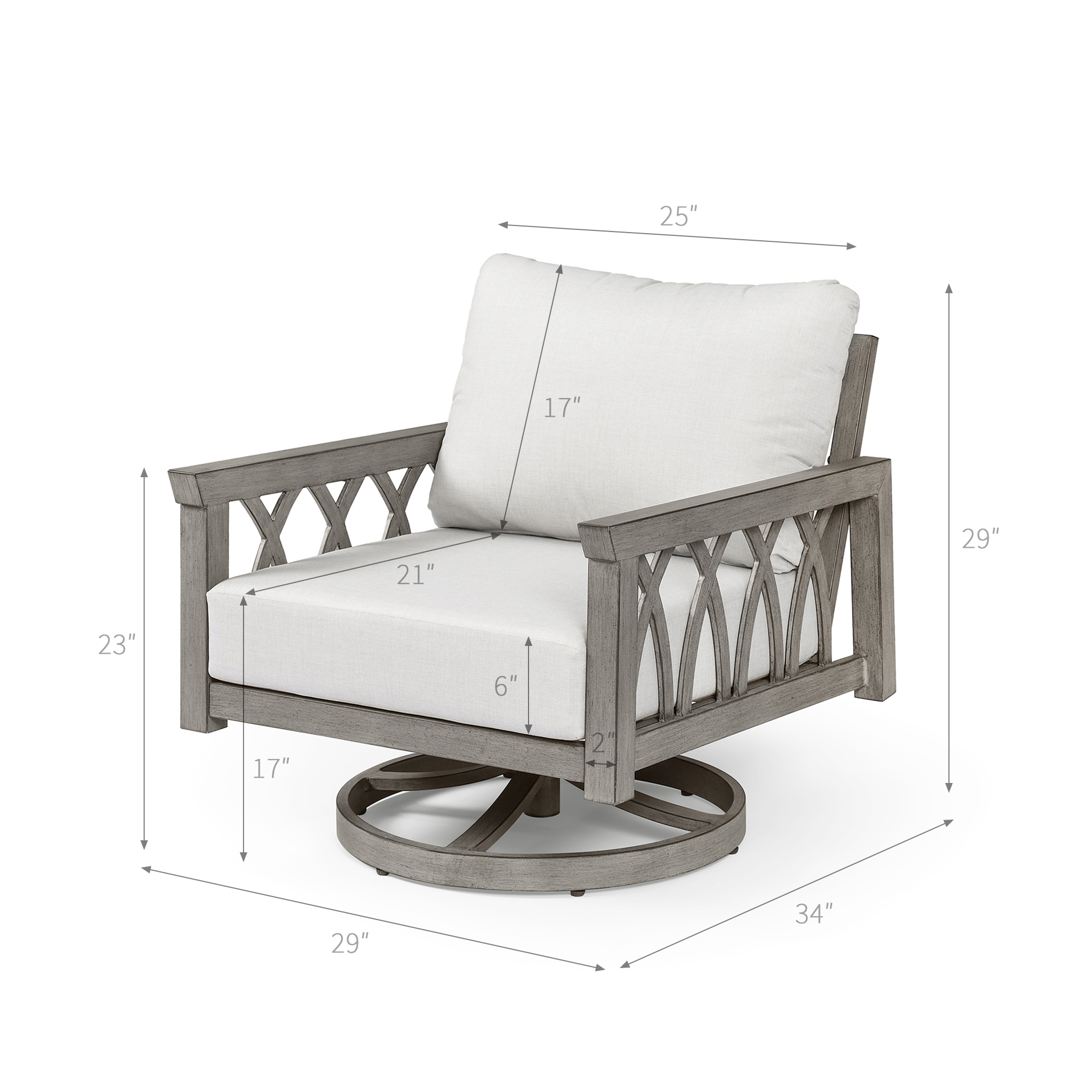 2-Piece Aluminum Outdoor 360-Degree Swivel Sofa Armchairs - C095
