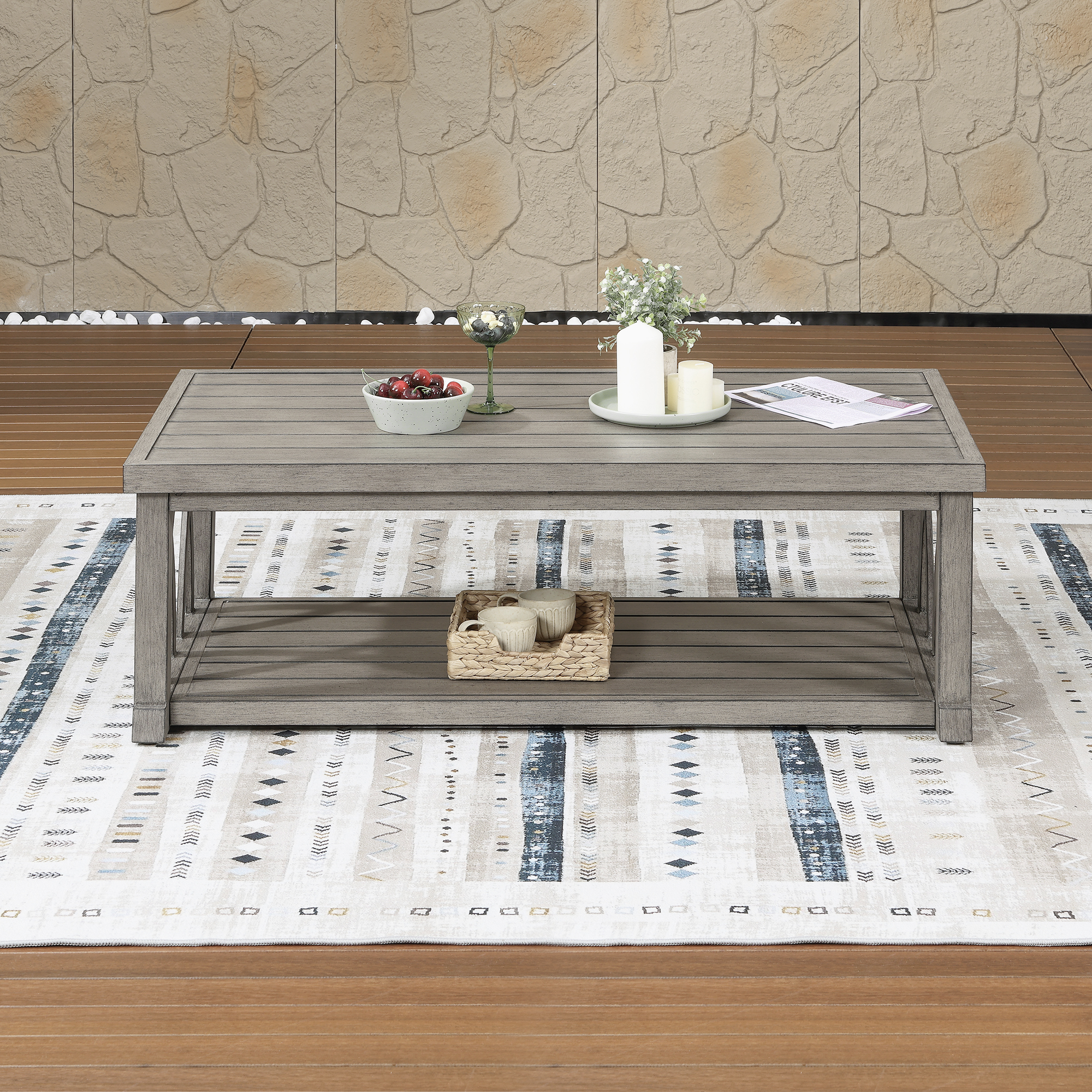Aluminum Outdoor 2-Tier Coffee Table - D091