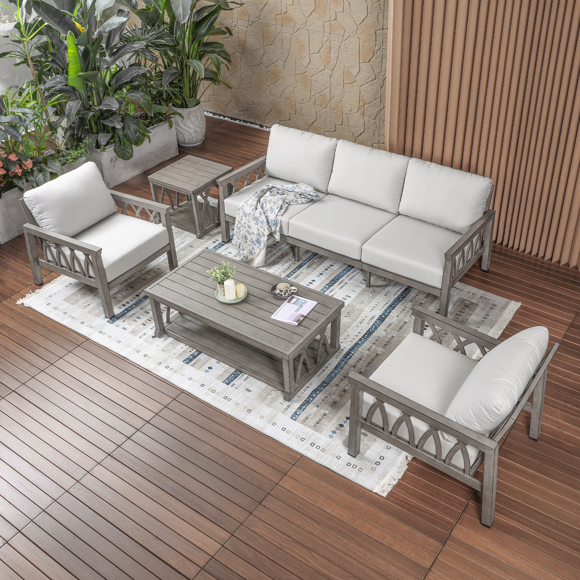 5-Piece Aluminum Outdoor Patio Conversation Set - DS098