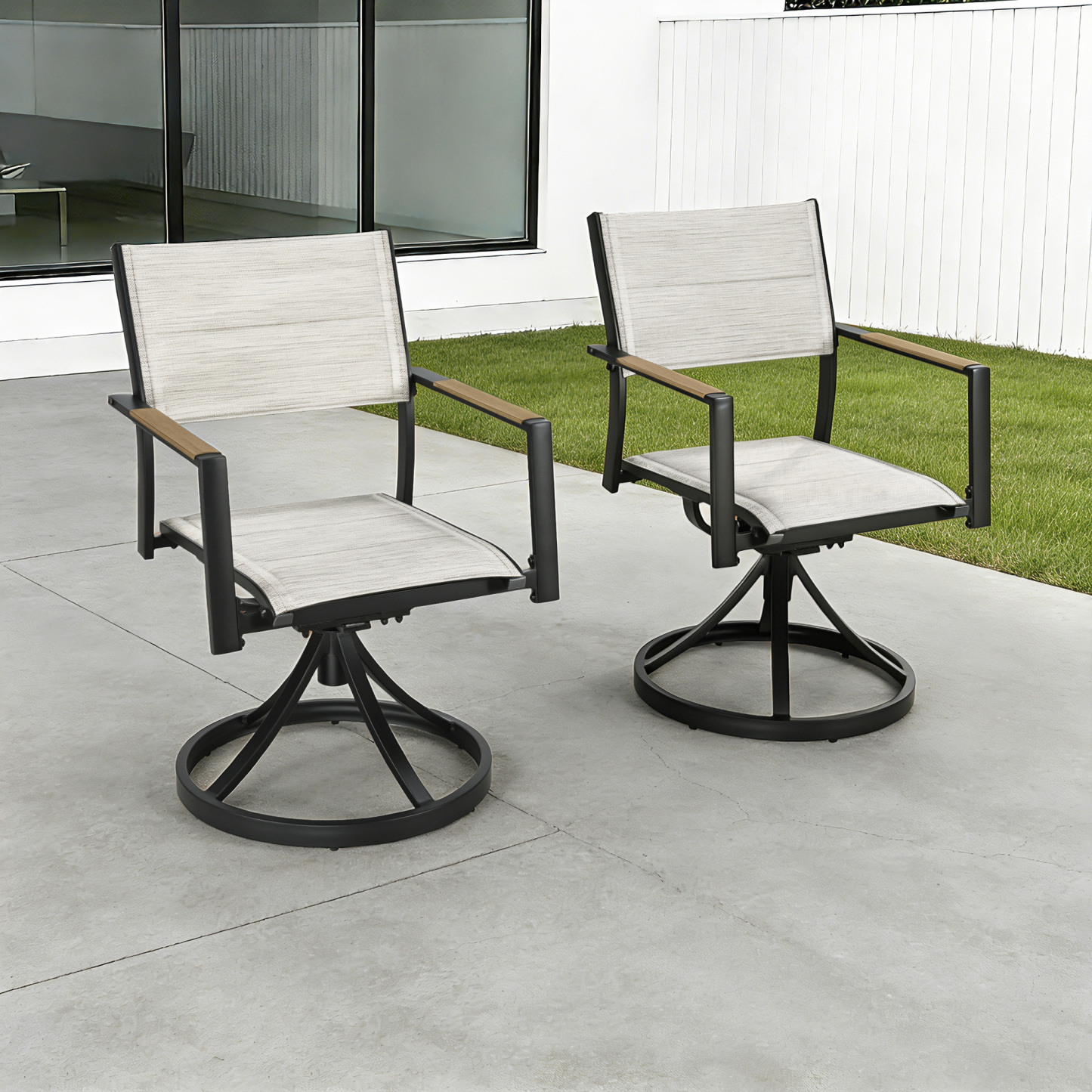 2-piece Patio Swivel Dining Chairs Set - C059