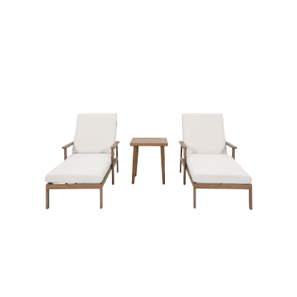 Modern outdoor lounge set with two chaise lounges and side table - Seehill