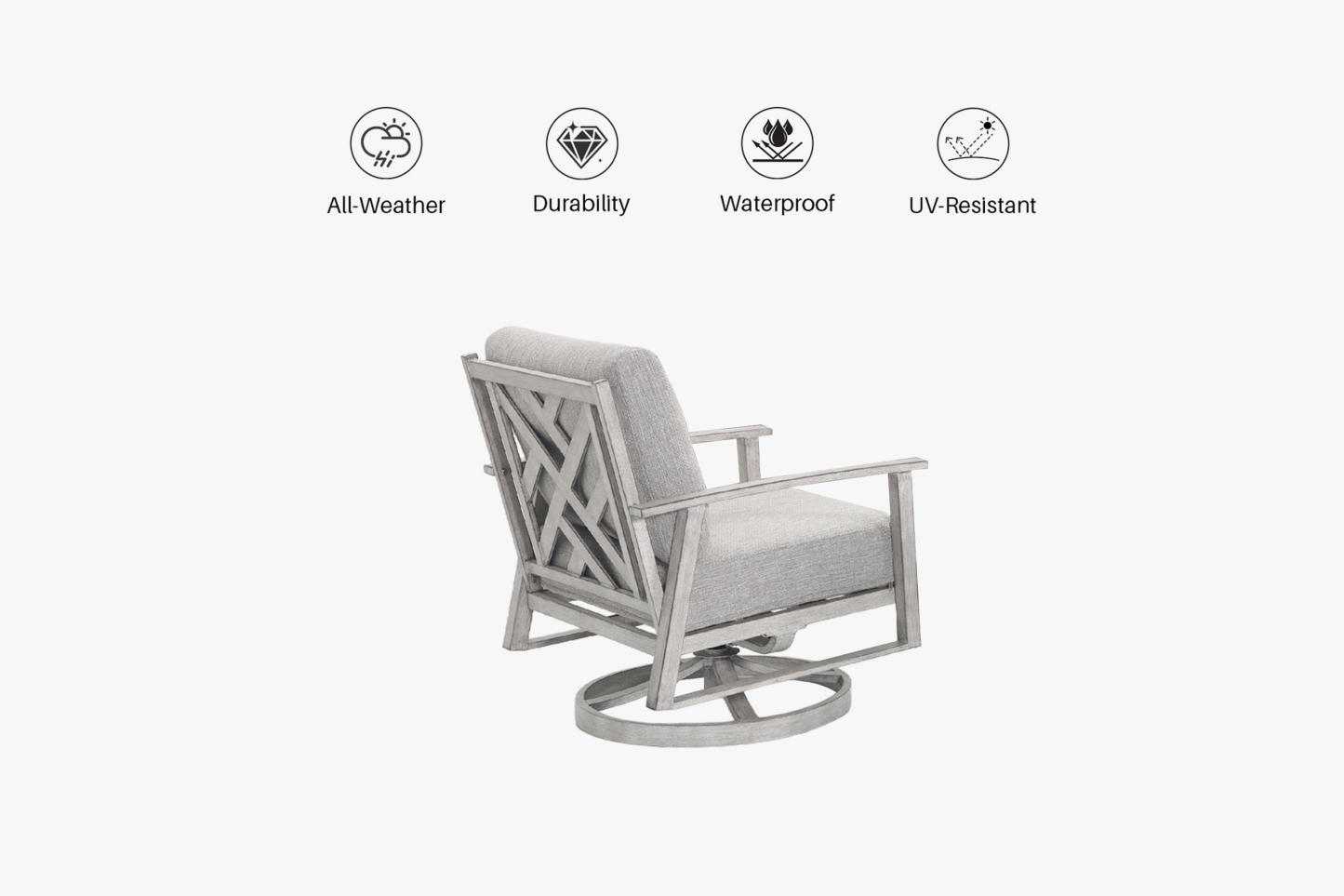 2PCS | Aluminum Patio Swivel Sofa With Armrest