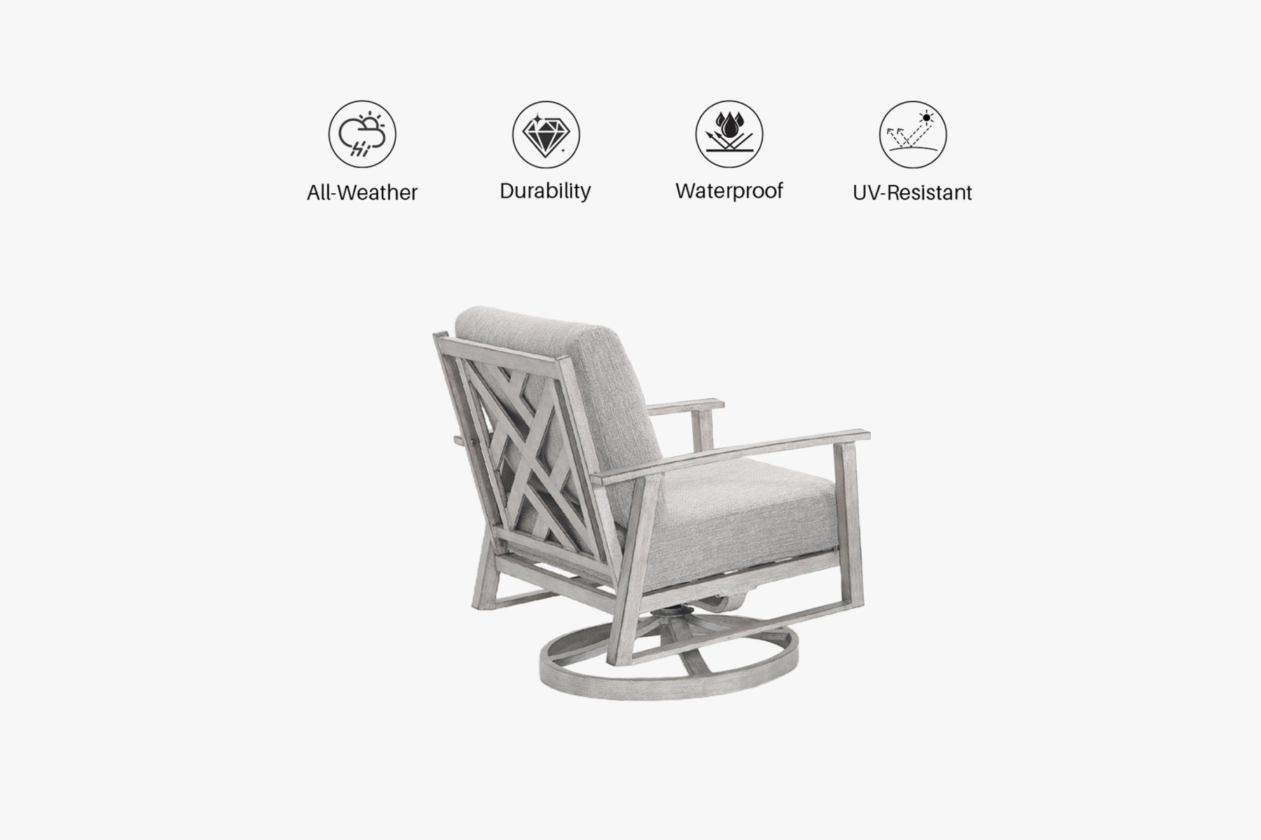 2PCS | Aluminum Patio Swivel Sofa With Armrest