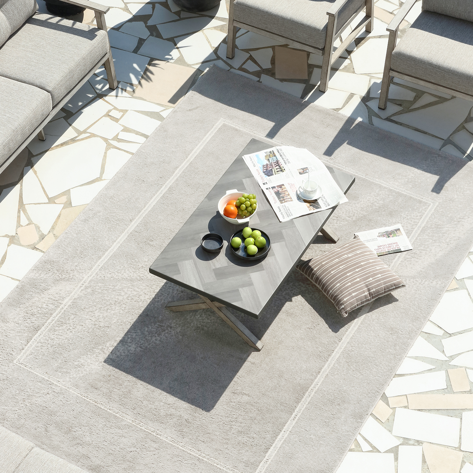 All-Weather Rectangle Aluminum Outdoor Coffee Table with Resin Tabletop - D013