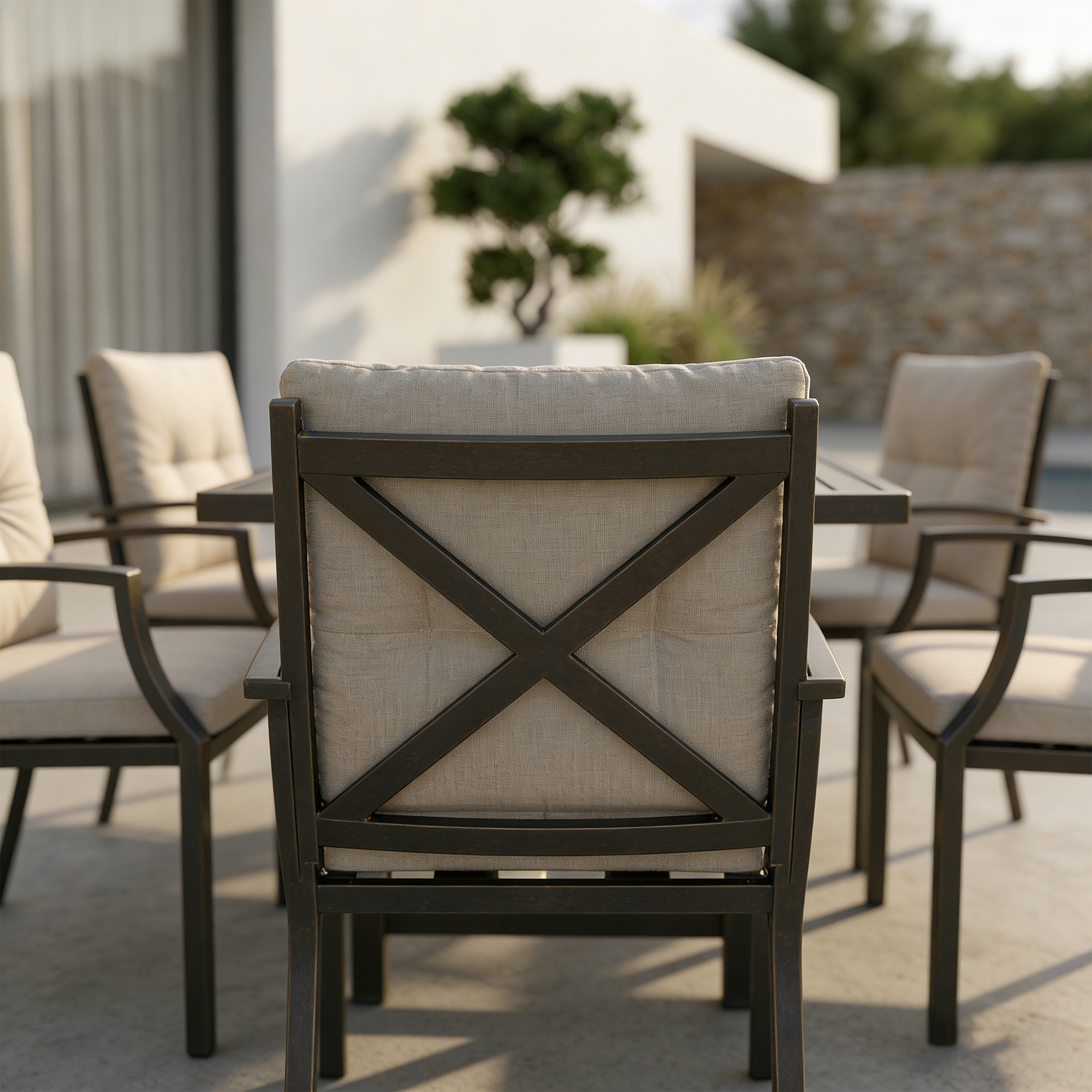 7/9-piece Patio Outdoor Dining Set with Umbrella Hole - SS028-1