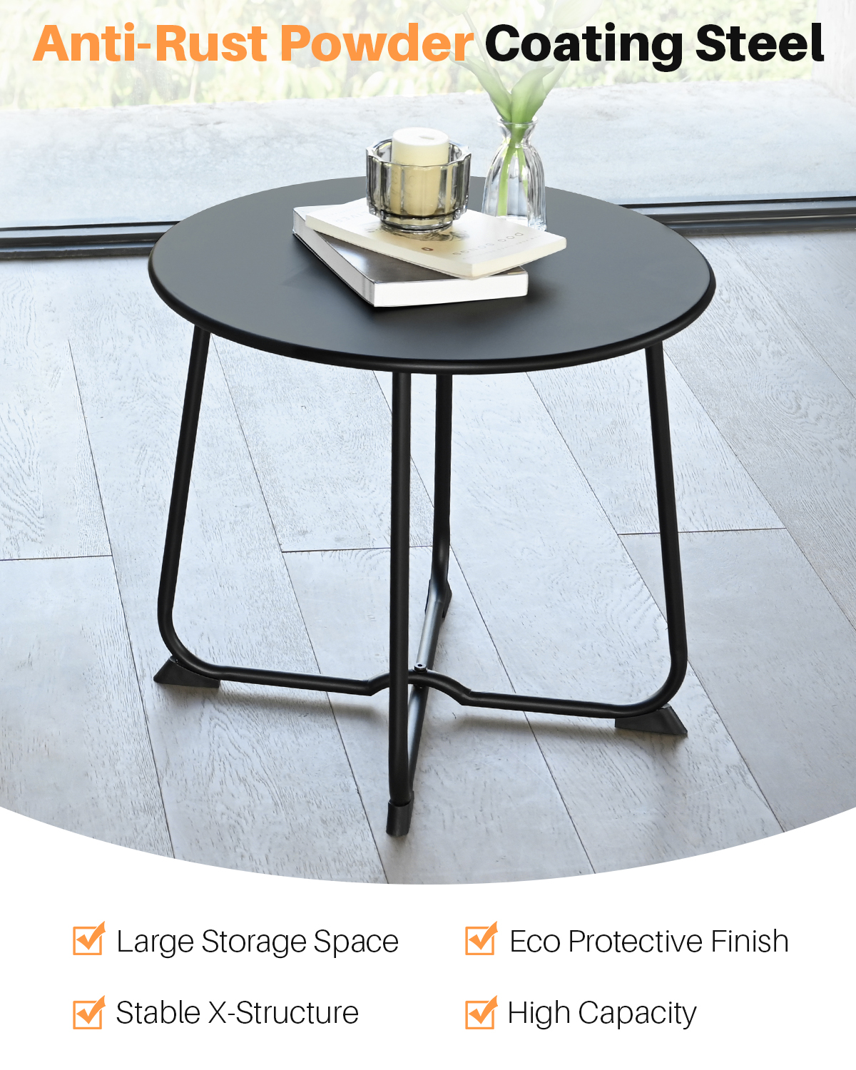 2-Piece Metal Comfy Modern Patio Rocking Chair Set with Side Table - C032-2