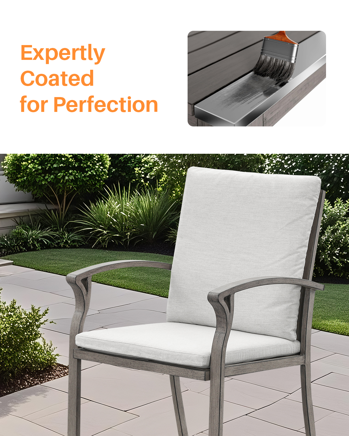 Aluminum Outdoor Patio Set of 2 Fixed Patio Armchairs - C101