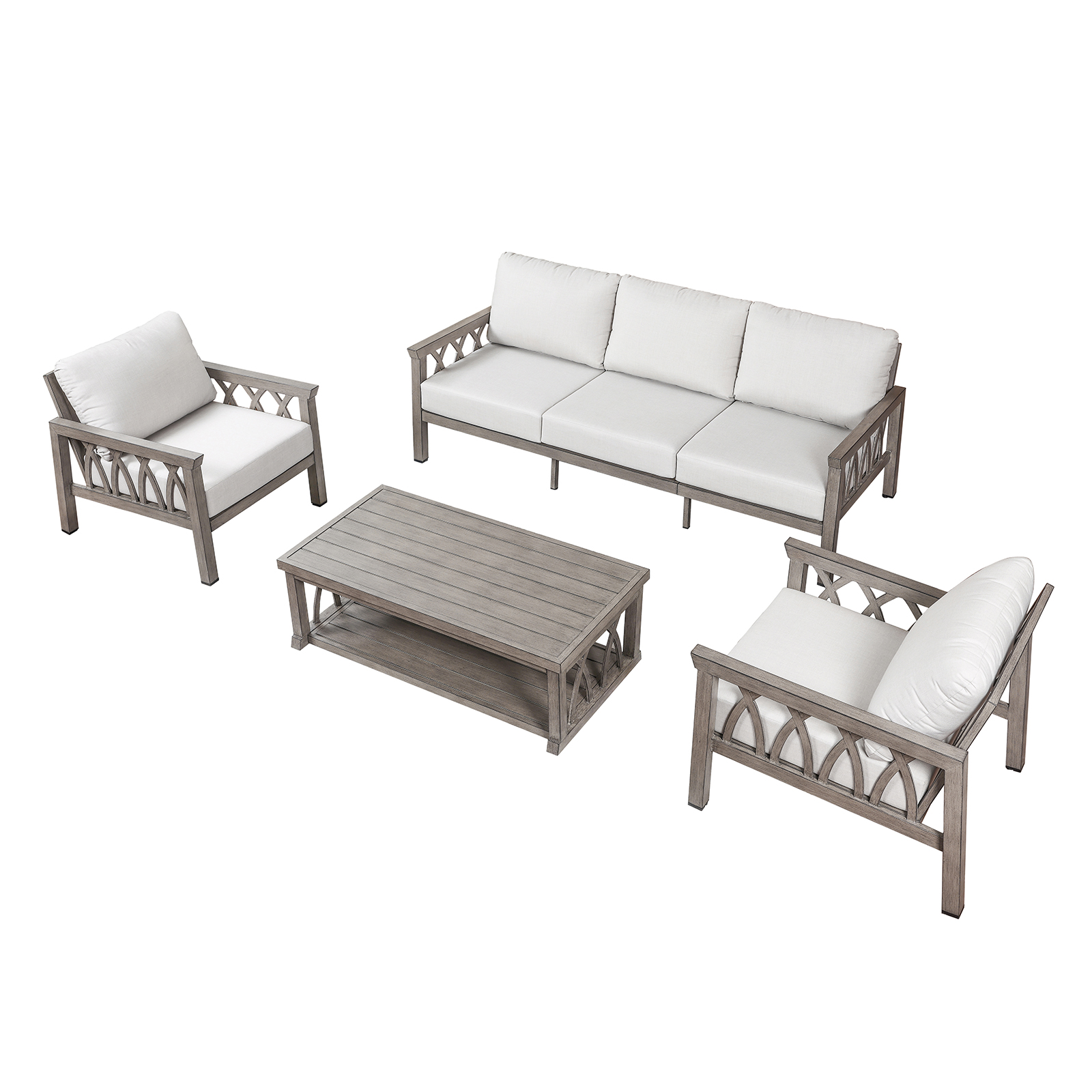 4-Piece Aluminum Outdoor Patio Conversation Set - DS096