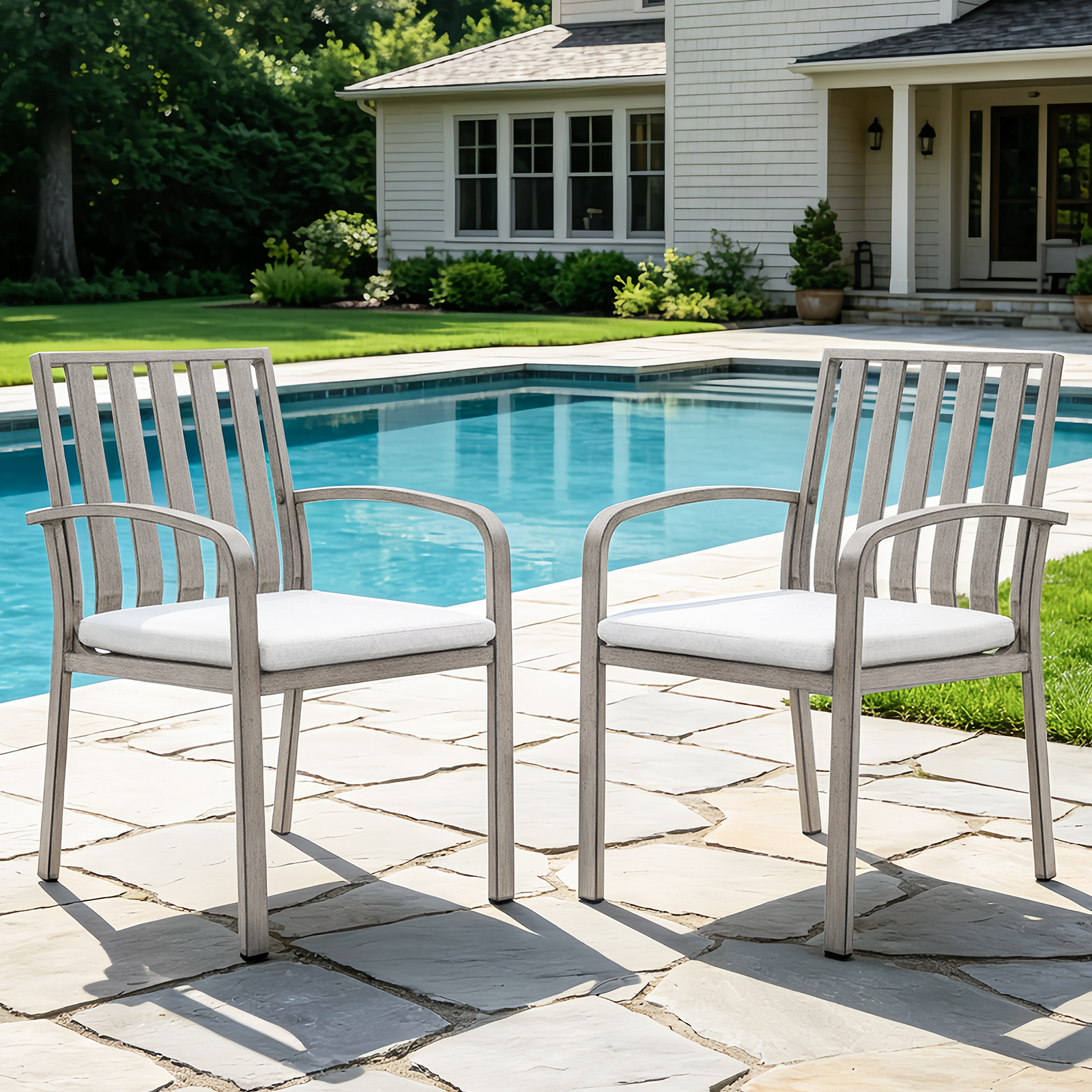 2-Piece Patio Outdoor Dining Chairs Set  for Deck, Balcony, Garden - C106